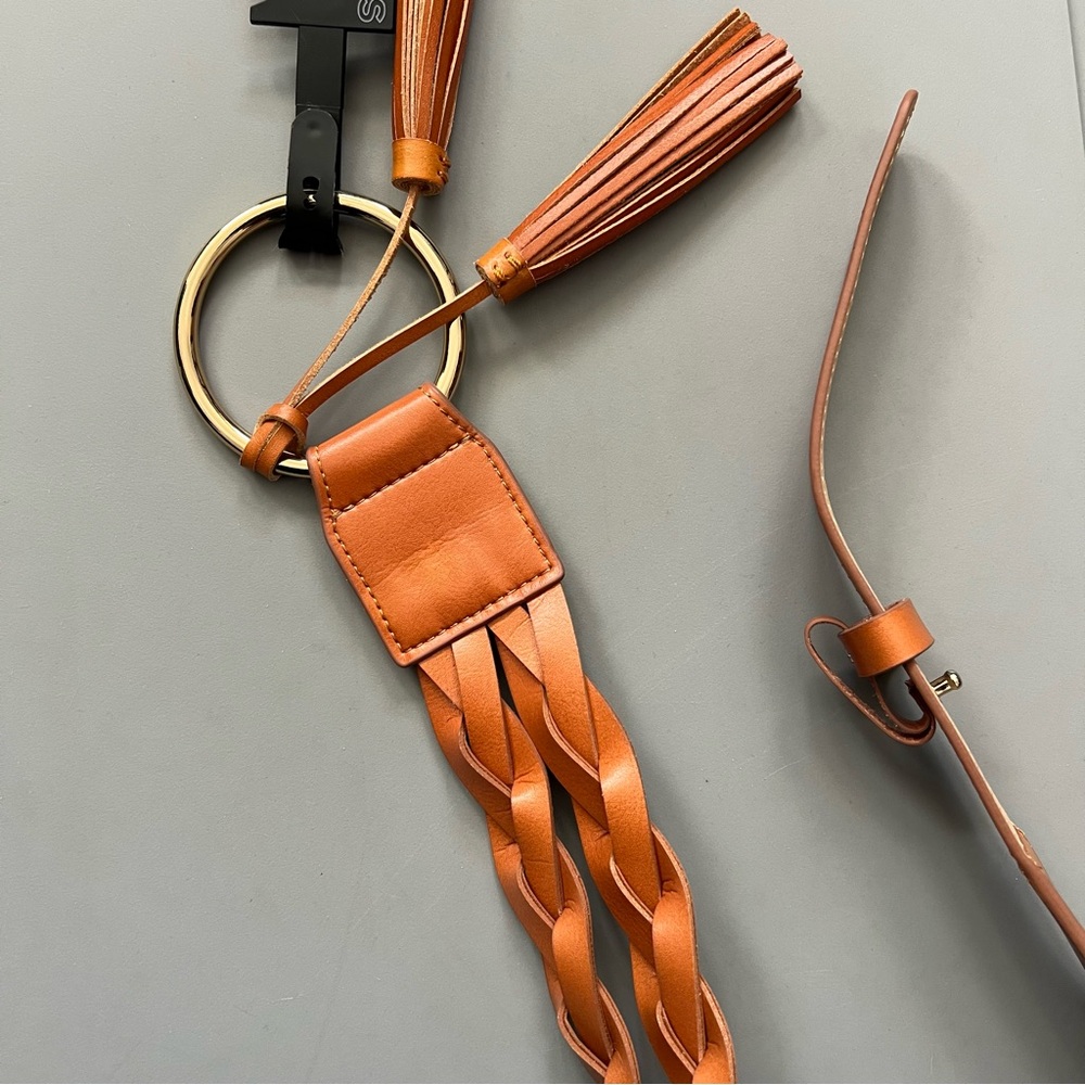 EXPRESS Tan Braided Belt with Tassels